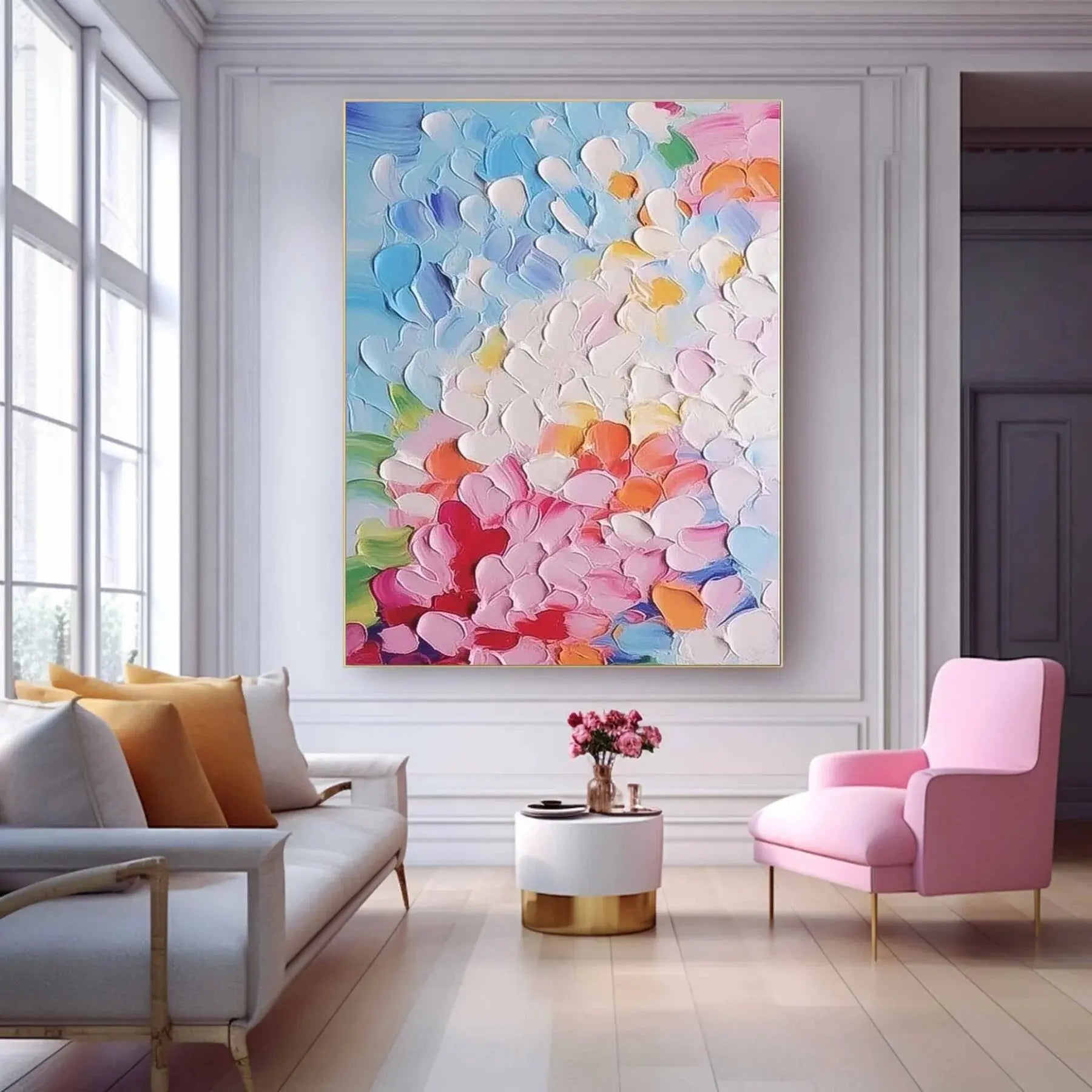 Vivid Floral Picture 100% Hand Painted Modern Abstract Oil Painting On Canvas Wall Art  For Living Room Home Decoration No Frame